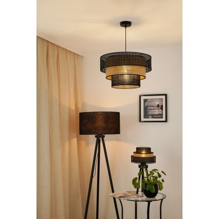 Brilagi - Stona lampa DAKOTA LUNETA 1xE27/15W/230V crna/ratan