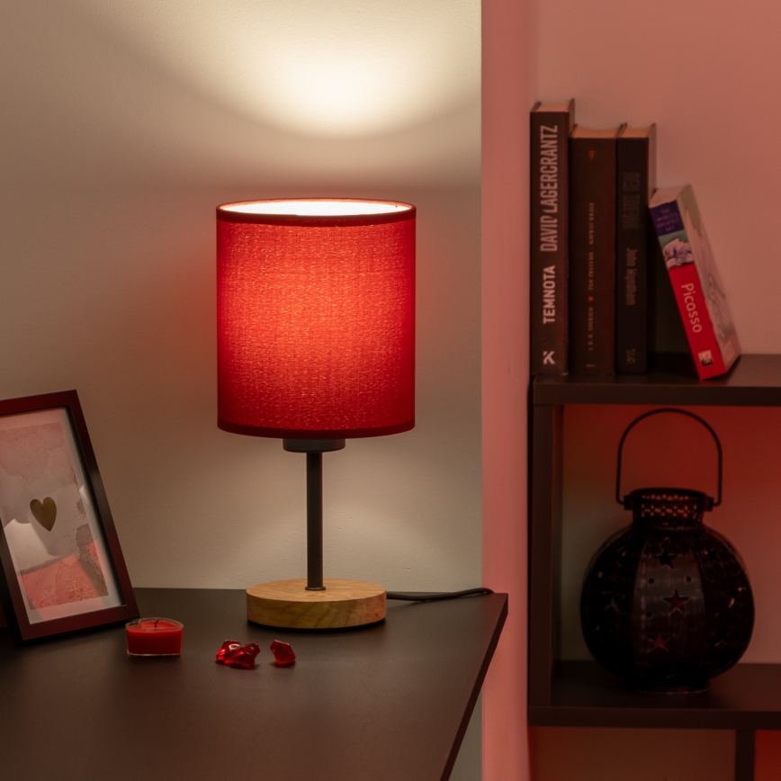 Brilagi - Stona lampa NUBILA WOOD 1xE27/25W/230V hrast/pompejska crvena