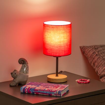 Brilagi - Stona lampa NUBILA WOOD 1xE27/25W/230V hrast/ružičasta