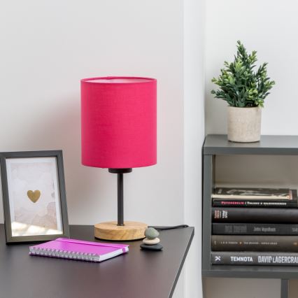 Brilagi - Stona lampa NUBILA WOOD 1xE27/25W/230V hrast/ružičasta