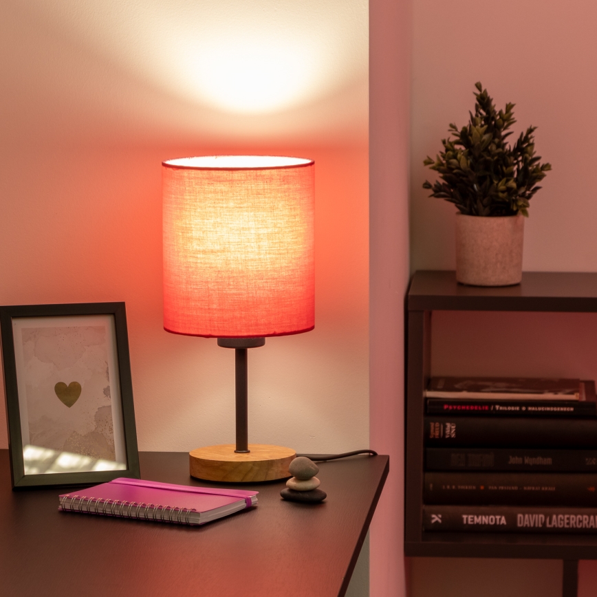 Brilagi - Stona lampa NUBILA WOOD 1xE27/25W/230V hrast/ružičasta