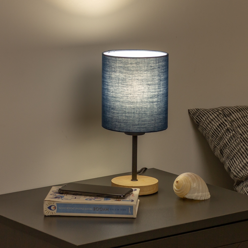 Brilagi - Stona lampa NUBILA WOOD 1xE27/25W/230V hrast/tamno plava
