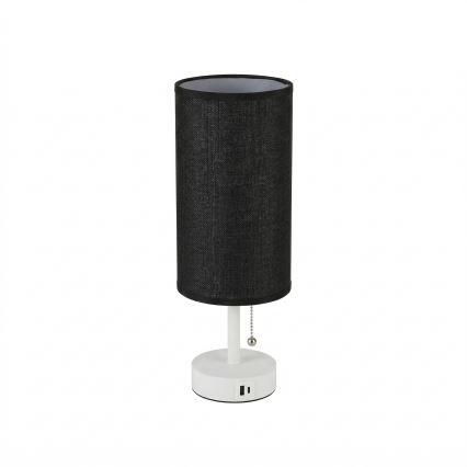 Brilagi - Stona lampa sa USB portom TABLON 1xE27/25W/230V bela/crna