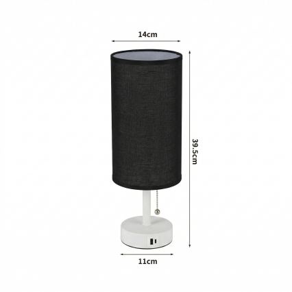 Brilagi - Stona lampa sa USB portom TABLON 1xE27/25W/230V bela/crna