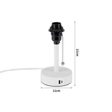 Brilagi - Stona lampa sa USB portom TABLON 1xE27/25W/230V bela