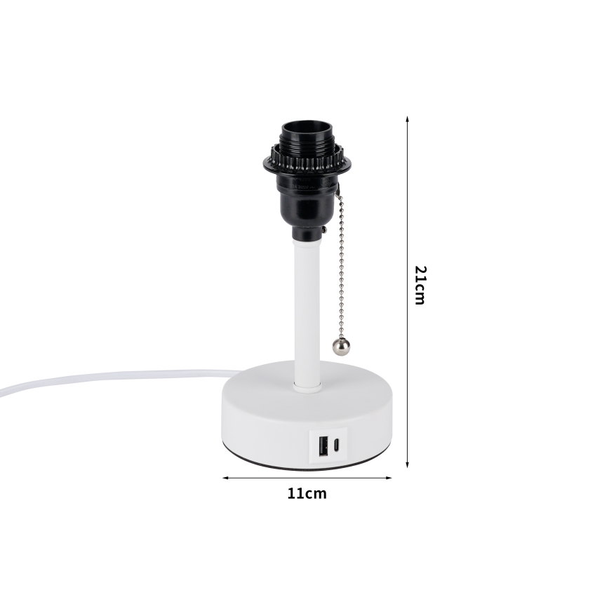 Brilagi - Stona lampa sa USB portom TABLON 1xE27/25W/230V bela