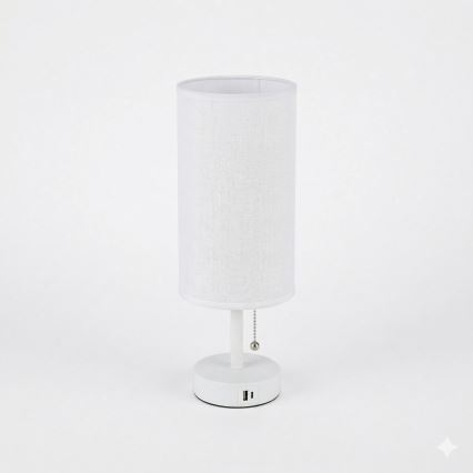 Brilagi - Stona lampa sa USB portom TABLON 1xE27/25W/230V bela