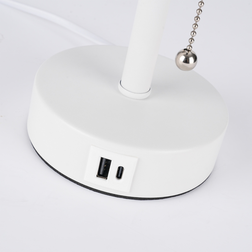Brilagi - Stona lampa sa USB portom TABLON 1xE27/25W/230V bela