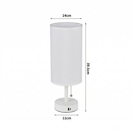 Brilagi - Stona lampa sa USB portom TABLON 1xE27/25W/230V bela