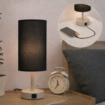 Brilagi - Stona lampa sa USB portom TABLON 1xE27/25W/230V bež/crna
