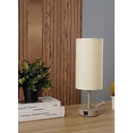 Brilagi - Stona lampa sa USB portom TABLON 1xE27/25W/230V bež/krem
