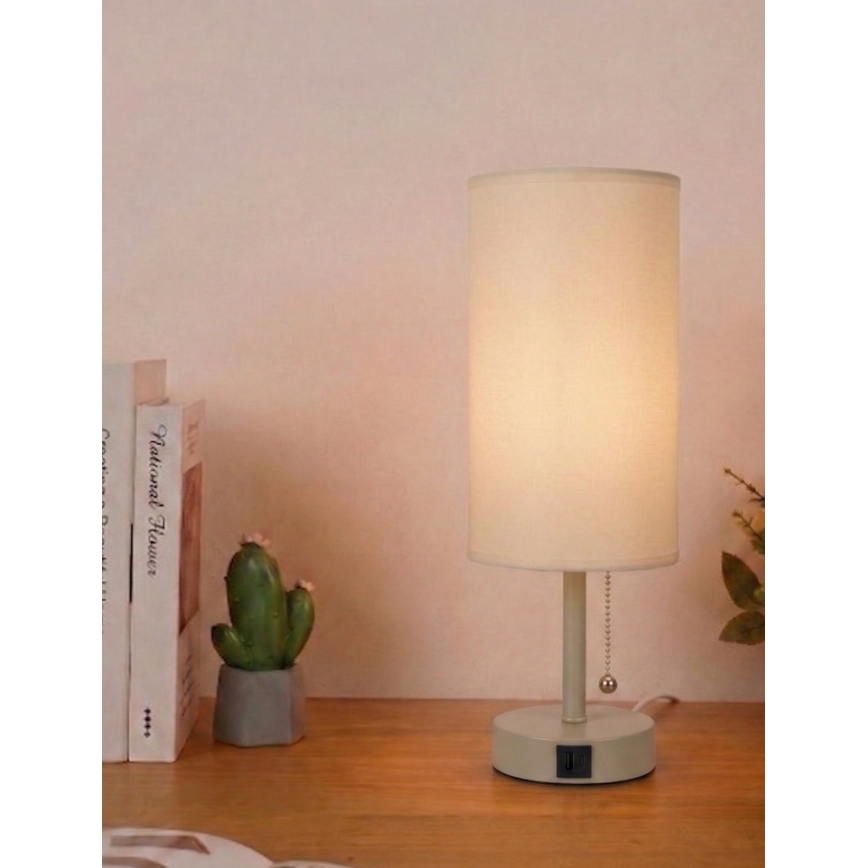 Brilagi - Stona lampa sa USB portom TABLON 1xE27/25W/230V bež/krem