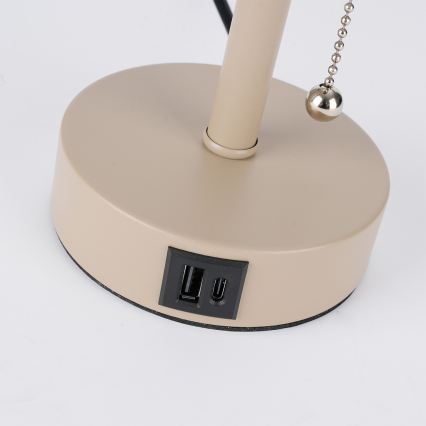 Brilagi - Stona lampa sa USB portom TABLON 1xE27/25W/230V bež/krem