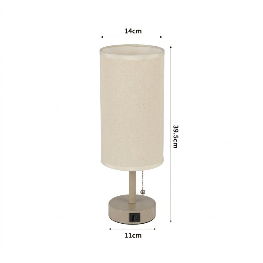 Brilagi - Stona lampa sa USB portom TABLON 1xE27/25W/230V bež/krem