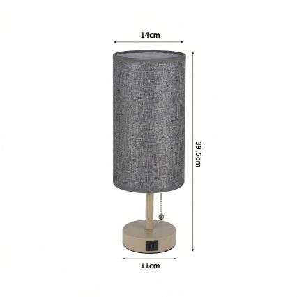 Brilagi - Stona lampa sa USB portom TABLON 1xE27/25W/230V bež/siva