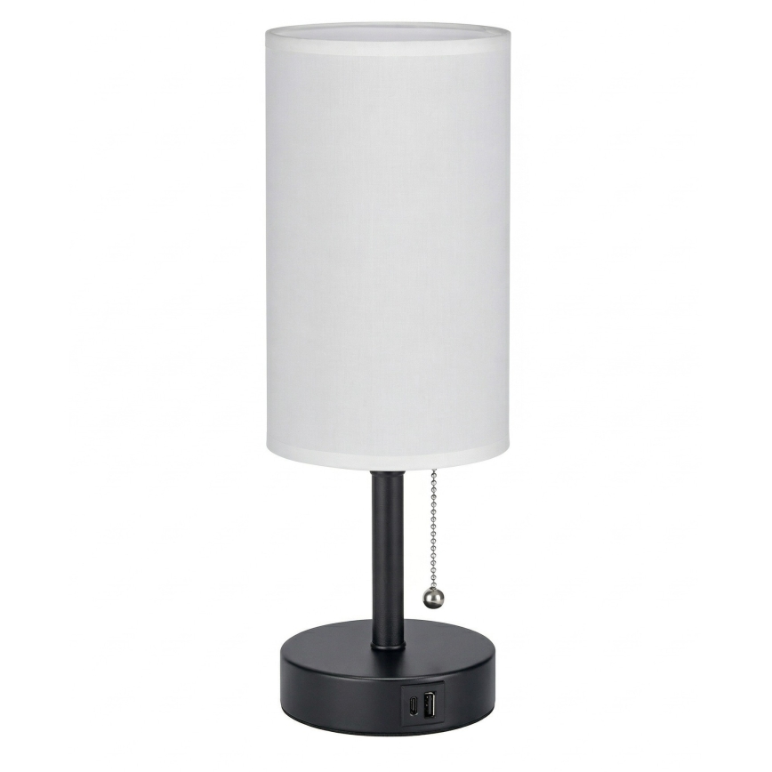 Brilagi - Stona lampa sa USB portom TABLON 1xE27/25W/230V crna/bela