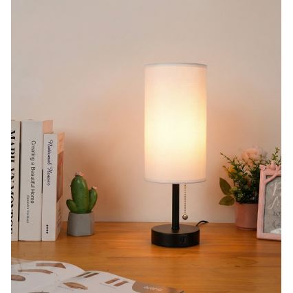 Brilagi - Stona lampa sa USB portom TABLON 1xE27/25W/230V crna/bela