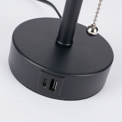 Brilagi - Stona lampa sa USB portom TABLON 1xE27/25W/230V crna/bela