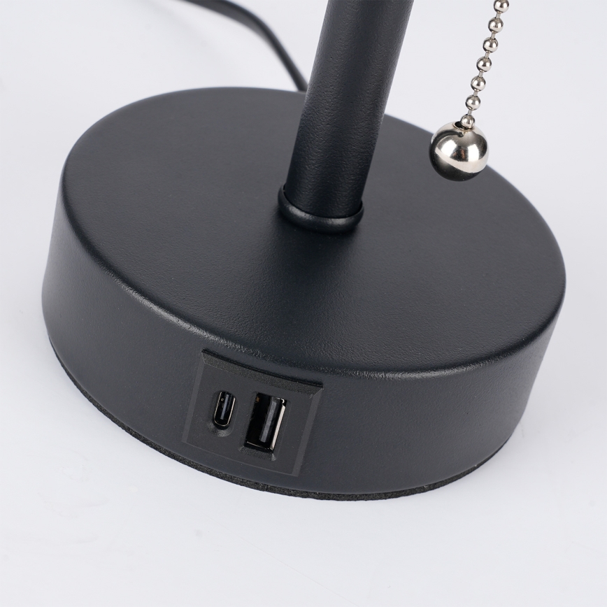 Brilagi - Stona lampa sa USB portom TABLON 1xE27/25W/230V crna/bela