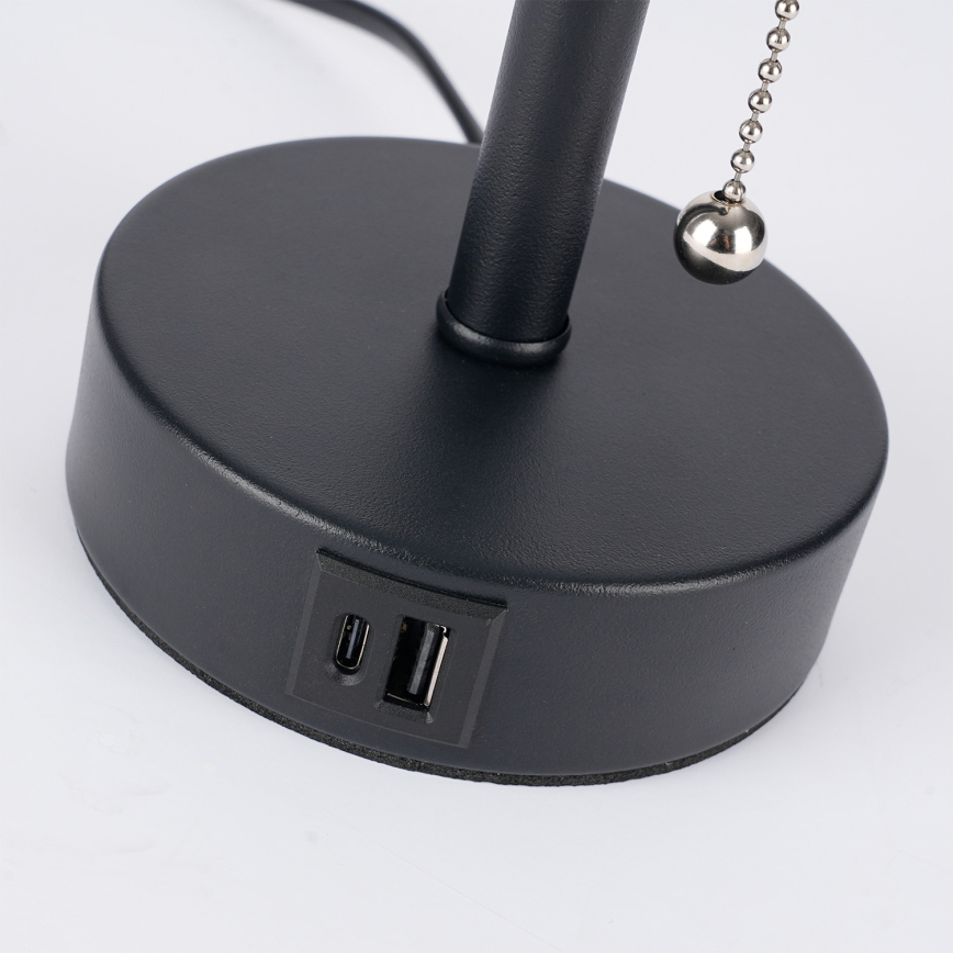 Brilagi - Stona lampa sa USB portom TABLON 1xE27/25W/230V crna