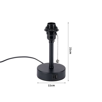 Brilagi - Stona lampa sa USB portom TABLON 1xE27/25W/230V crna