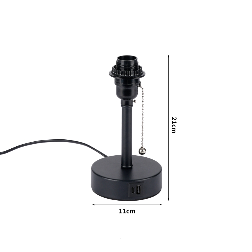 Brilagi - Stona lampa sa USB portom TABLON 1xE27/25W/230V crna