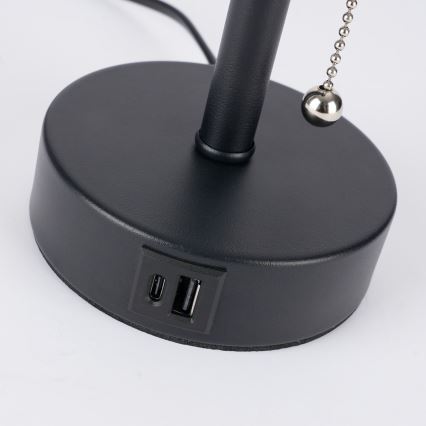 Brilagi - Stona lampa sa USB portom TABLON 1xE27/25W/230V crna/krem
