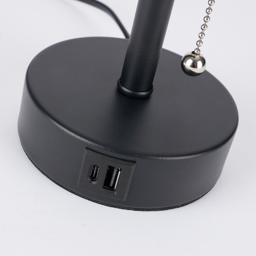Brilagi - Stona lampa sa USB portom TABLON 1xE27/25W/230V crna/krem
