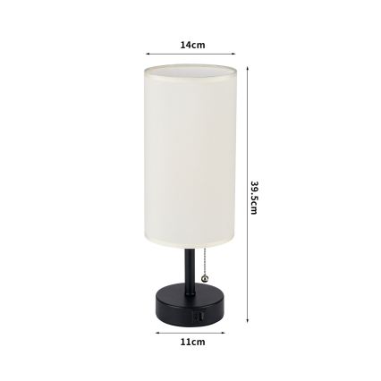 Brilagi - Stona lampa sa USB portom TABLON 1xE27/25W/230V crna/krem