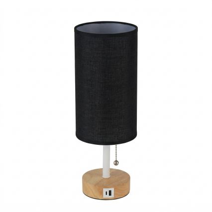 Brilagi - Stona lampa sa USB portom TABLON 1xE27/25W/230V hrast/bela/crna