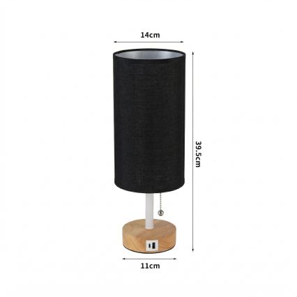Brilagi - Stona lampa sa USB portom TABLON 1xE27/25W/230V hrast/bela/crna