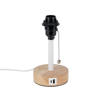 Brilagi - Stona lampa sa USB portom TABLON 1xE27/25W/230V hrast/bela