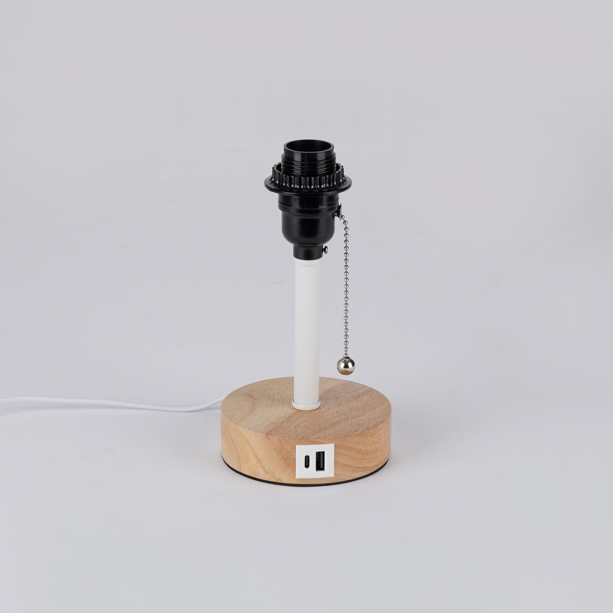 Brilagi - Stona lampa sa USB portom TABLON 1xE27/25W/230V hrast/bela