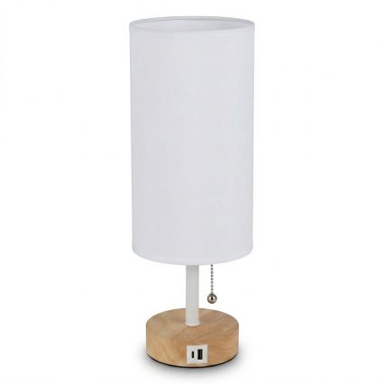 Brilagi - Stona lampa sa USB portom TABLON 1xE27/25W/230V hrast/bela