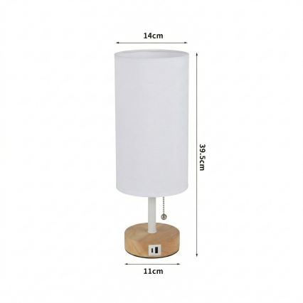 Brilagi - Stona lampa sa USB portom TABLON 1xE27/25W/230V hrast/bela