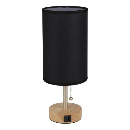 Brilagi - Stona lampa sa USB portom TABLON 1xE27/25W/230V hrast/bež/crna