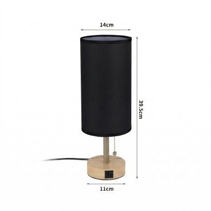 Brilagi - Stona lampa sa USB portom TABLON 1xE27/25W/230V hrast/bež/crna