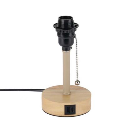 Brilagi - Stona lampa sa USB portom TABLON 1xE27/25W/230V hrast/bež