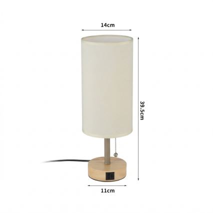 Brilagi - Stona lampa sa USB portom TABLON 1xE27/25W/230V hrast/bež/krem