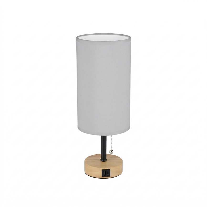 Brilagi - Stona lampa sa USB portom TABLON 1xE27/25W/230V hrast/crna/bela