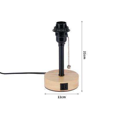 Brilagi - Stona lampa sa USB portom TABLON 1xE27/25W/230V hrast/crna