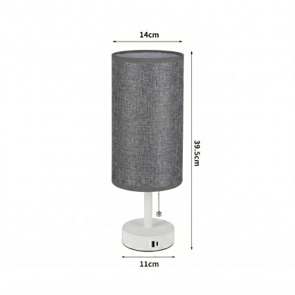 Brilagi - Stona lampa sa USB priključkom TABLON 1xE27/25W/230V bela/siva