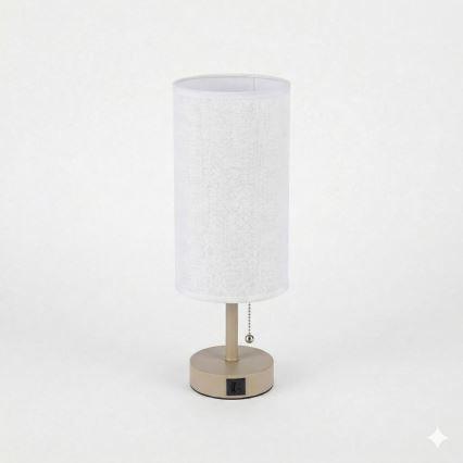 BRILAGI - Stona lampa sa USB priključkom TABLON 1xE27/25W/230V bež/bela