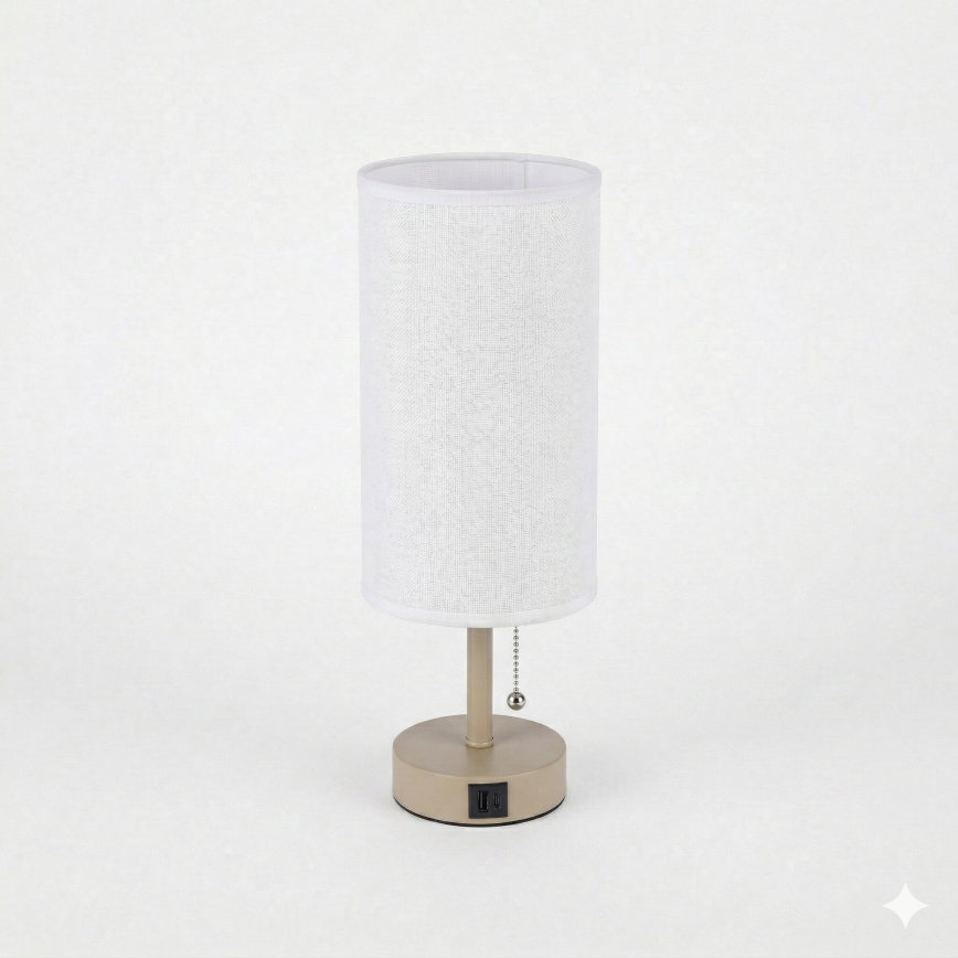 BRILAGI - Stona lampa sa USB priključkom TABLON 1xE27/25W/230V bež/bela