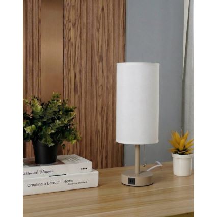 BRILAGI - Stona lampa sa USB priključkom TABLON 1xE27/25W/230V bež/bela