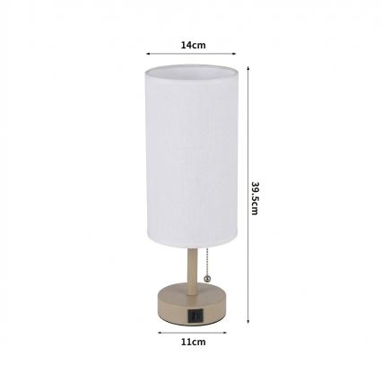 BRILAGI - Stona lampa sa USB priključkom TABLON 1xE27/25W/230V bež/bela