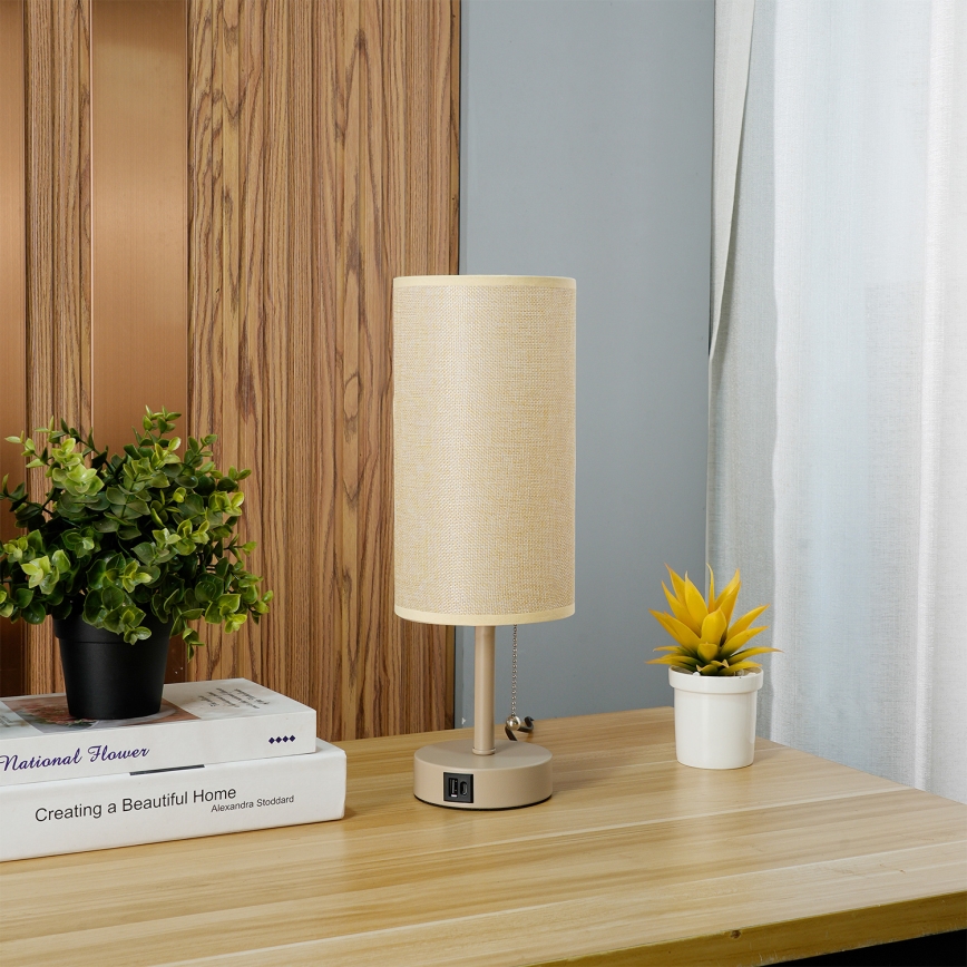 Brilagi - Stona lampa sa USB priključkom TABLON 1xE27/25W/230V, bež
