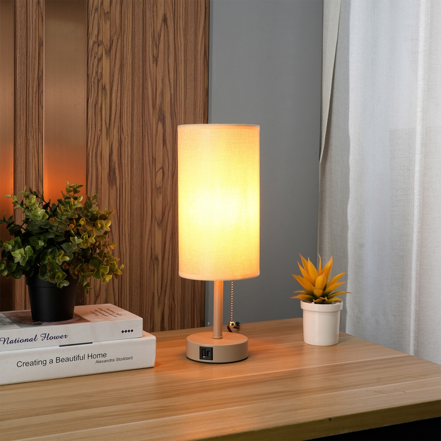 Brilagi - Stona lampa sa USB priključkom TABLON 1xE27/25W/230V, bež