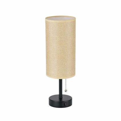 Brilagi - Stona lampa sa USB priključkom TABLON 1xE27/25W/230V crna/bež
