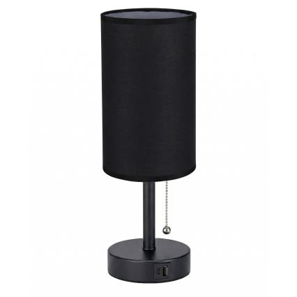 Brilagi - Stona lampa sa USB priključkom TABLON 1xE27/25W/230V crna